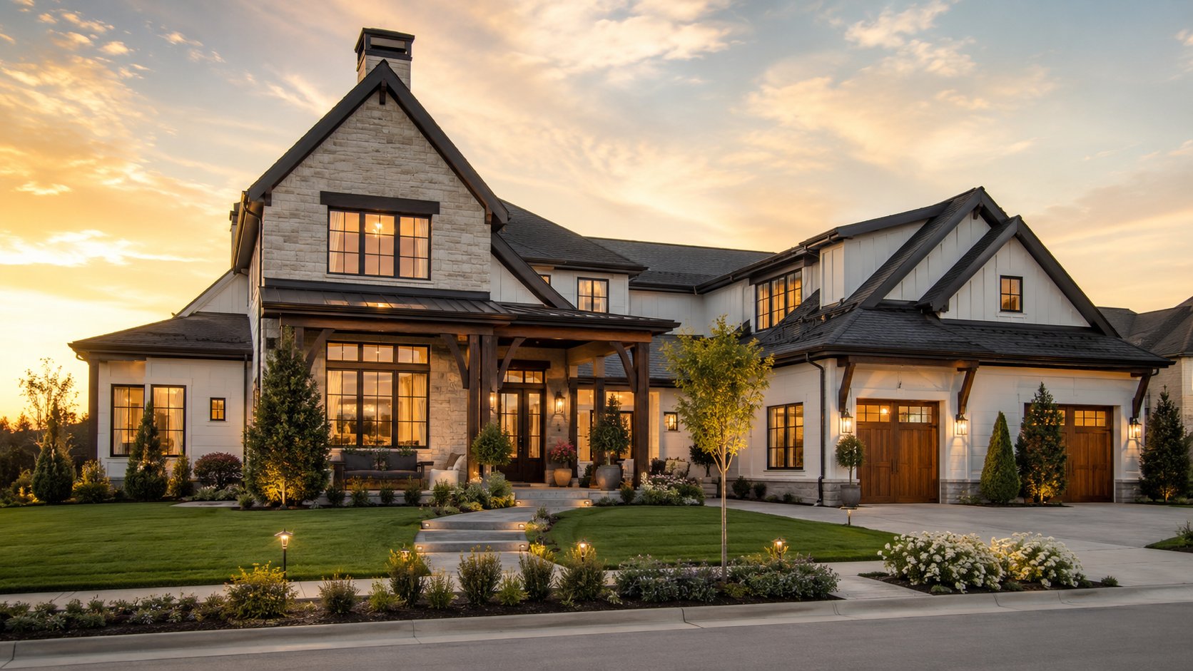 Beautiful home at golden sunset